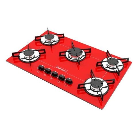 Cooktop Chamalux 5 Bocas Ultra Chama Vermelho Bivolt