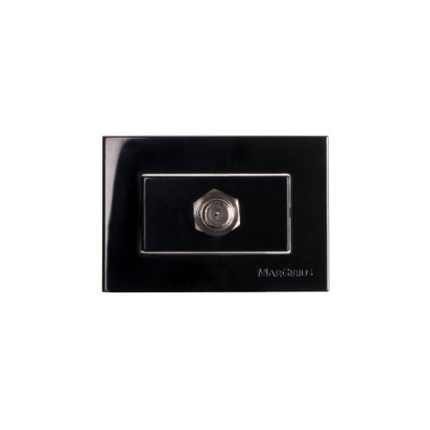Placa para Móveis 65x45 com Tomada Antena de Tv Margirius Sleek para Cabo Coaxial Preto Ebony