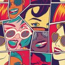 Ver imagem 1 de Papel de Parede Temático Anos 80 Fashion Faces - 1,5x0,5m