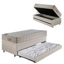 Ver imagem 1 de Bicama Box Baú 88x188 Courino Linho Areia com Colchão Airtech Ortobom