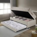 Ver imagem 3 de Bicama Box Baú 88x188 Courino Linho Areia com Colchão Airtech Ortobom