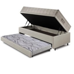 Bicama Box Baú 88x188 Courino Linho Areia com Colchão Airtech Ortobom - 4