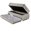 Ver imagem 4 de Bicama Box Baú 88x188 Courino Linho Areia com Colchão Airtech Ortobom
