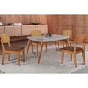 Ver imagem 1 de Conjunto: Mesa de Cozinha Havana Curvo 120cm + 4 Cadeiras Havana Naturale/off White - Suede Marrom