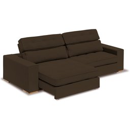 Sofá Londres Retrátil e Reclinável 2 Módulos Premium Veludo Café 2,50m - 2 Sofá Londres Retrátil e Reclinável 2 Módulos Premium Veludo Café 2,50m - 2