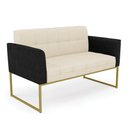 Ver imagem 6 de Sofá Namoradeira e 2 Poltronas Base Industrial Dourado Elisa Preto-linho Bege A19 D03 - D'Rossi