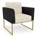 Ver mais imagens de Sofá Namoradeira e 2 Poltronas Base Industrial Dourado Elisa Preto-linho Bege A19 D03 - D'Rossi