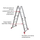 Ver imagem 4 de Escada Articulada Botafogo 4x4 ESC0293 com Degraus em Alumínio