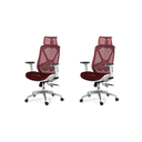 Ver imagem 2 de Kit 2 Cadeiras de Escritório Tela Mesh Ergonômico - Cor Vermelho e Branco - Base Giratória Cromada B