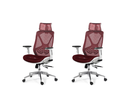 Ver imagem 2 de Kit 2 Cadeiras de Escritório Tela Mesh Ergonômico - Cor Vermelho e Branco - Base Giratória Cromada B
