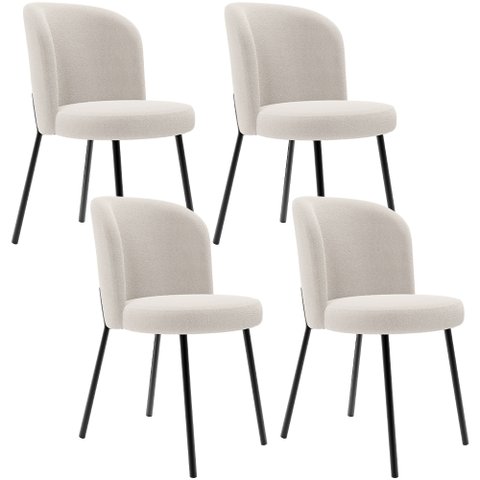 Kit 4 Cadeiras Sala de Jantar Estofada Gavi L02 Bouclê Cru - Lyam Decor