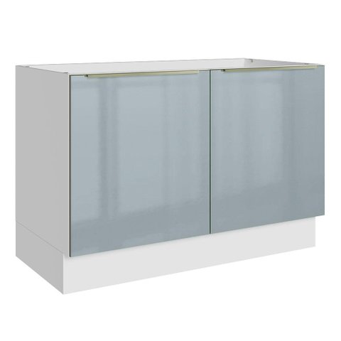 Balcão Gabinete de Pia Madesa Lux 120 cm 2 Portas (Sem Tampo) Branco/Cinza