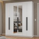 Ver imagem 1 de Guarda-roupa Casal 6 Portas Batentes com Espelho Netuno Madesa Branco/preto