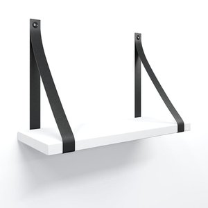 Prateleira em MDF Branco 40x15cm com Alça Preto