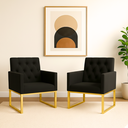 Ver imagem 2 de Kit 2 Poltronas Decorativas para Estúdio e Salão Base Metal Preto