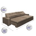 Ver imagem 5 de Sofá Retrátil e Reclinavel Oklahoma 2,52 Mts com Molas e Pillow no Assento Tecido Suede Castor