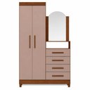 Ver imagem 1 de Cômoda Roupeiro com Espelho 2 Portas 4 Gavetas New Capri - Nogueira Cappuccino - Albatroz