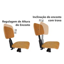 Cadeira Costureira Back System Giratória De Madeira Com Sapata Regulagem de Altura - 4