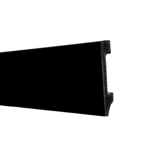 Rodape Poliestireno 7cm Liso Preto Passa Fio - 2,4 Metros