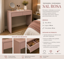 Ver imagem 2 de Escrivaninha Penteadeira 2 Gavetas Sal Rosa – 100 cm | Moderna, Elegante e Funcional