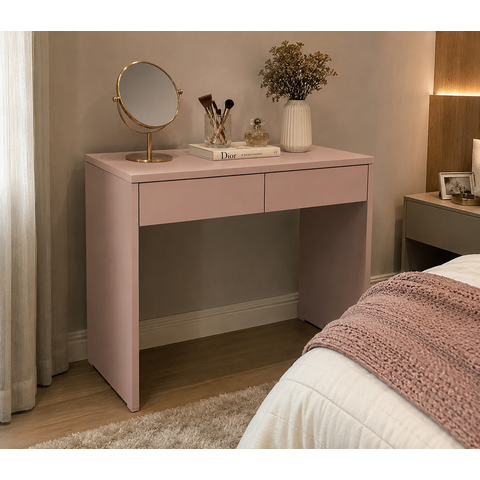 Escrivaninha Penteadeira 2 Gavetas Sal Rosa – 100 cm | Moderna, Elegante e Funcional