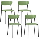Ver imagem 1 de Kit 04 Cadeiras Empilhável Fixa Atom F02 Base Aço Preta Verde - Lyam Decor