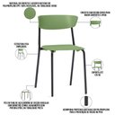 Ver imagem 2 de Kit 04 Cadeiras Empilhável Fixa Atom F02 Base Aço Preta Verde - Lyam Decor