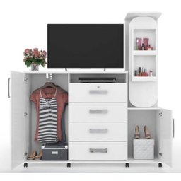 Cômoda Copacabana 4 Gavetas 2 Portas Branco Brilho - Lukaliam Móveis - 1