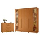 Ver imagem 1 de Guarda Roupa Napoli com 6 Portas Bronze Cinamomo e Cômoda Fontana Cinamomo - Móveis Albatroz