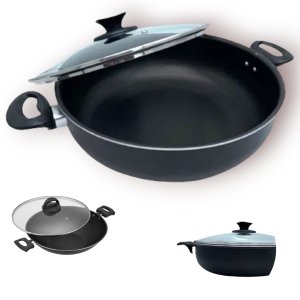 Panela Frigideira Grande Wok C/ Alça 30 Cm Antiaderente 3l