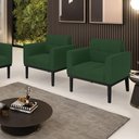 Ver imagem 6 de Poltrona Base de Madeira Fixa Preto Kit 2 Elisa Veludo D03 - D'Rossi Cor Verde