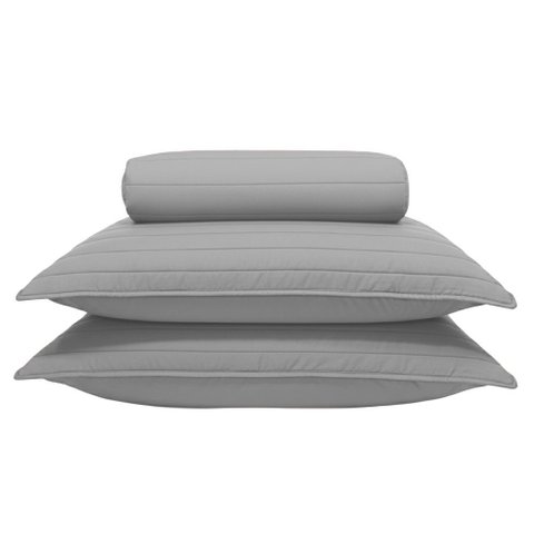 Kit Cobre Leito Casal Liso Stripes Frost Grey - Soft Dream - 2,20x2,40m
