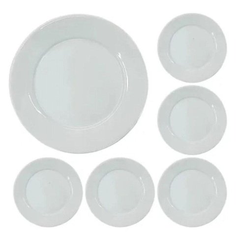 Conjunto de 6 Pratos Raso Porcelana 24,5cm Bar Hotel Germer