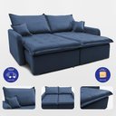 Ver imagem 7 de Sofá sem Caixa Retrátil 1,80m Softgel Luna Velusoft Azul Cama Inbox