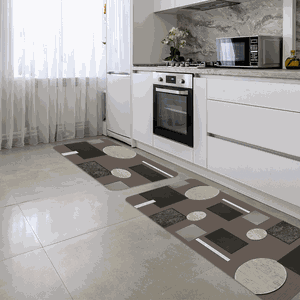 Kit Tapete de Cozinha 2 Peças Elementos Geométricos