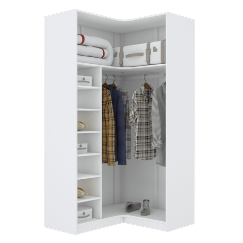 MÓDULO CLOSET CANTO A200XLX98XLY108 C/ NICHOS E CABIDEIRO M366.B MUNDI MOVEIS
