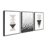 Kit 3 Quadros Triângulos Sala Quarto Geométrico Minimalista:Preta - 1