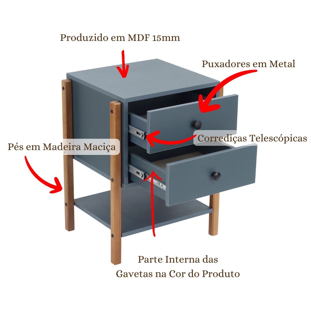 Mesa de Cabeceira Magali Cor: Azul - 3