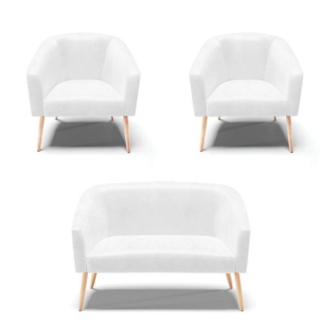 Kit 01 Namoradeira 02 Lugares E 02 Poltronas Branco