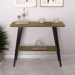 Aparador Davi 90x30 Tampo Mdf 30mm Pé em Madeira Freijó/pés Preto - 1
