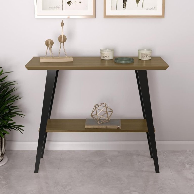 Aparador Davi 90x30 Tampo Mdf 30mm Pé em Madeira Freijó/pés Preto
