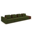 Ver imagem 2 de Sofá Ilha com Encosto e Almofadas Móveis Olimpo 505cm Modulado Linho/pu Verde/marrom G45 - Gran Belo