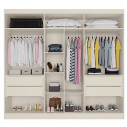 Guarda Roupa Casal com Espelho 6 Portas 4 Gavetas - Oslo-off White - Made Marcs - 2