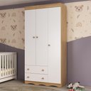 Ver imagem 1 de Guarda-roupa Infantil 92cm 3 Portas e 2 Gavetas Realeza Multimóveis Mp4452 Madeirado/branco