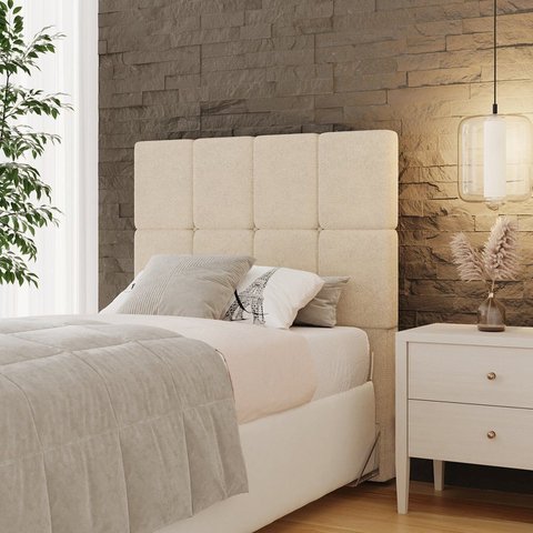 Cabeceira Solteiro 102cm Bouclé Estofada Design Moderno para Quarto Linea