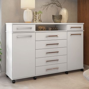 Cômoda London 2 Portas 7 Gavetas Branco - Demóbile