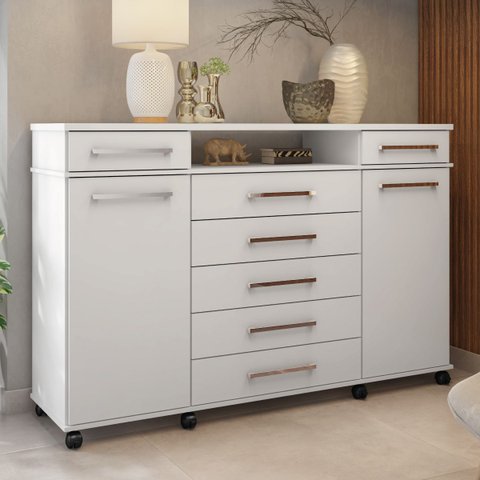 Cômoda London 2 Portas 7 Gavetas Branco - Demóbile