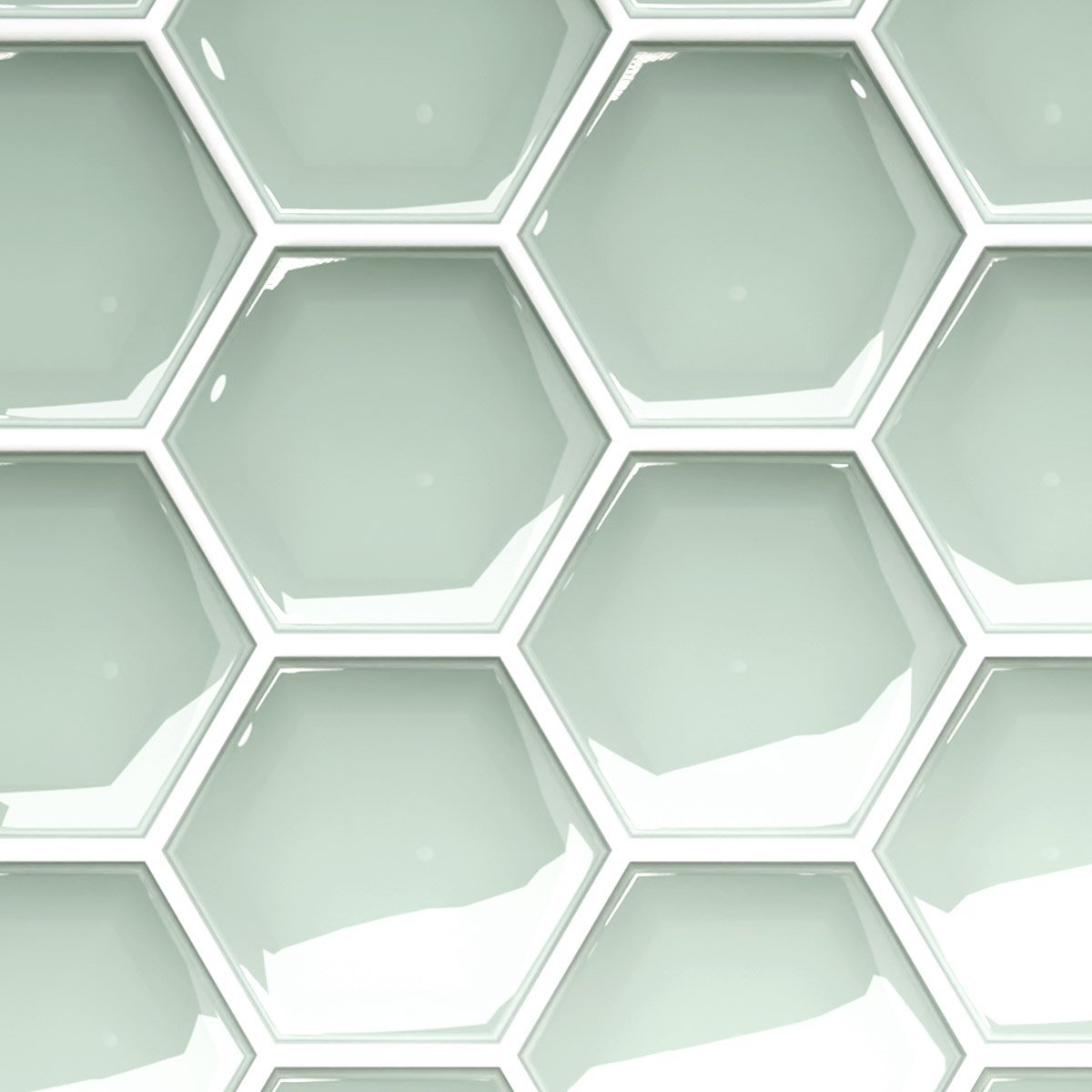 Pastilha Adesiva Hexagonal Verde Frosty com Rejunte Branco Lavável Banheiro Cozinha Sala - 2