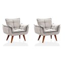 Ver imagem 1 de Kit 2 Poltronas Opala Bege Suede Pés Palito