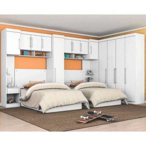 Quarto Solteiro Modulado Modena Cp14 Branco - Demóbile